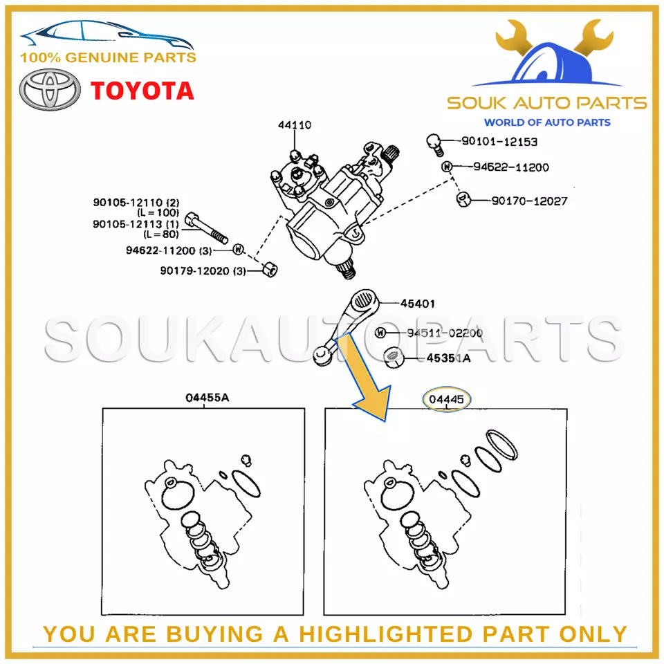 04445-35130 Genuine Toyota GASKET KIT, POWER STRNG GEAR (FOR RECIRCULATING BALL)
