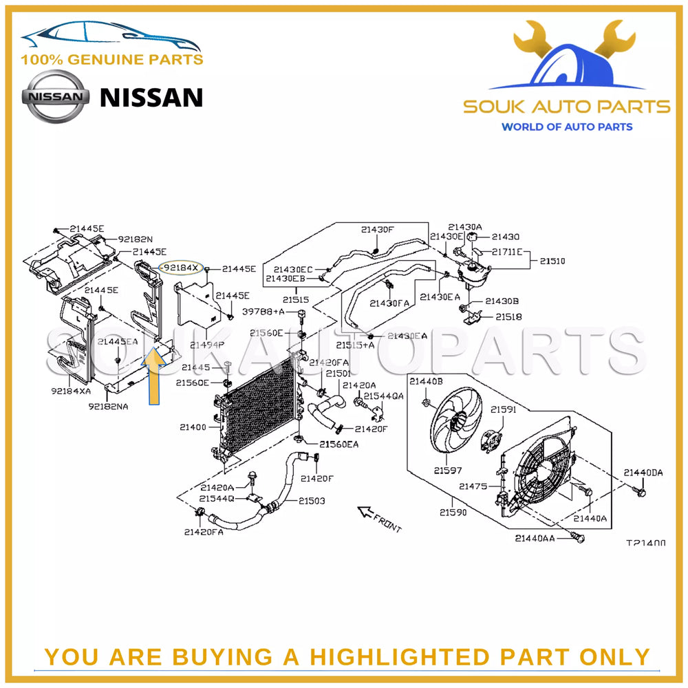 92184-5RB0A Genuine Nissan SEAL-CONDENSER, SIDE 921845RB0A OEM