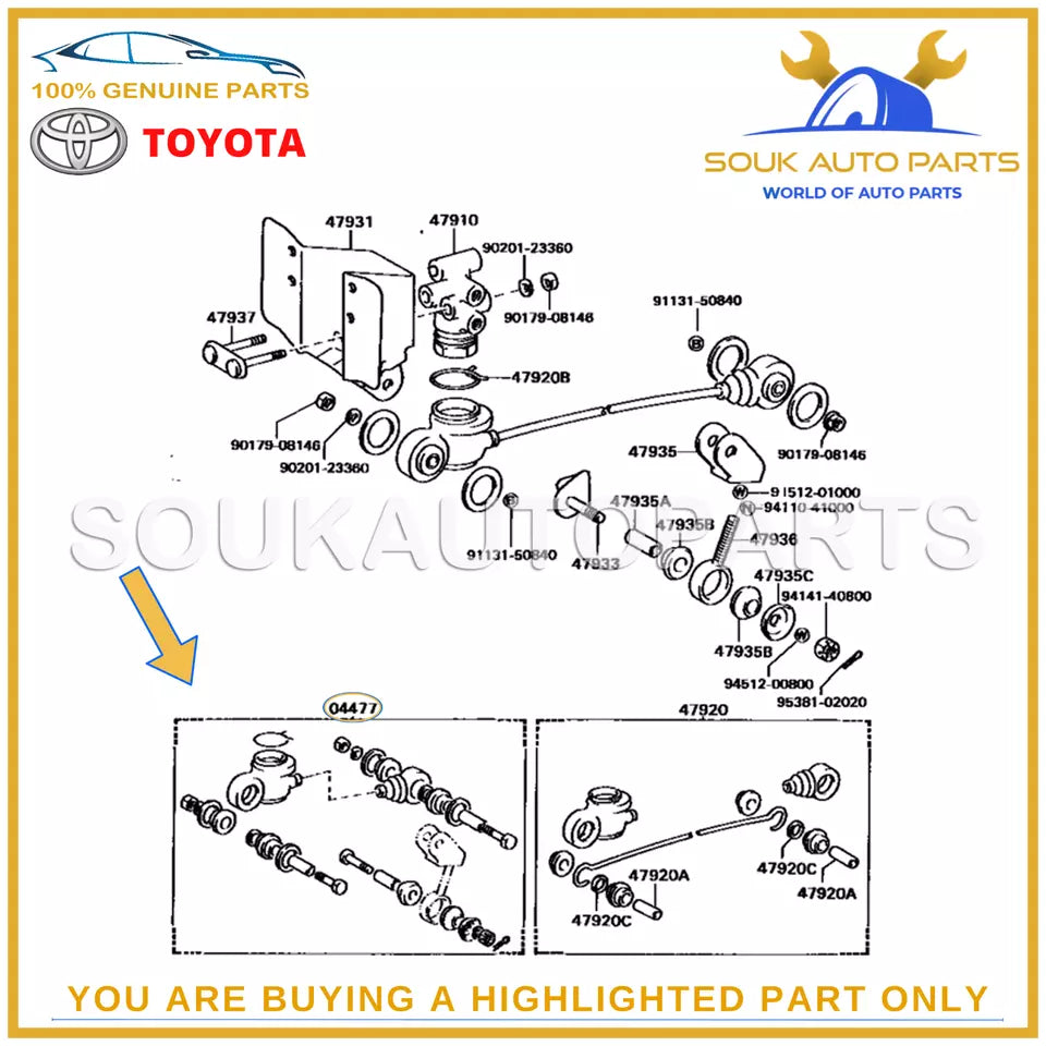 04477-60010 Genuine Toyota BUSH &amp; BOOT KIT, LOAD SENSING SPRING Lexus LX450