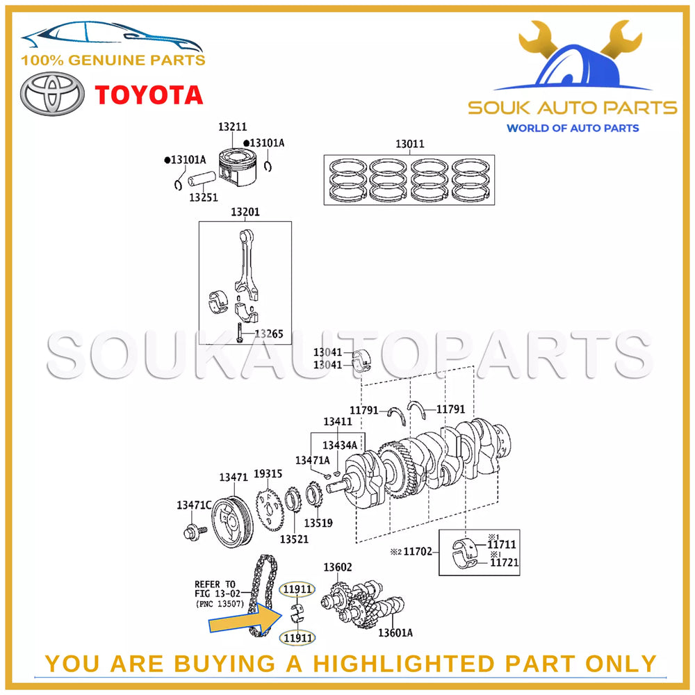 11911-28011-02 Genuine Toyota BEARING SET (8 PCS), BALANCESHAFT, NO.1 1AZ 2AZ-FE