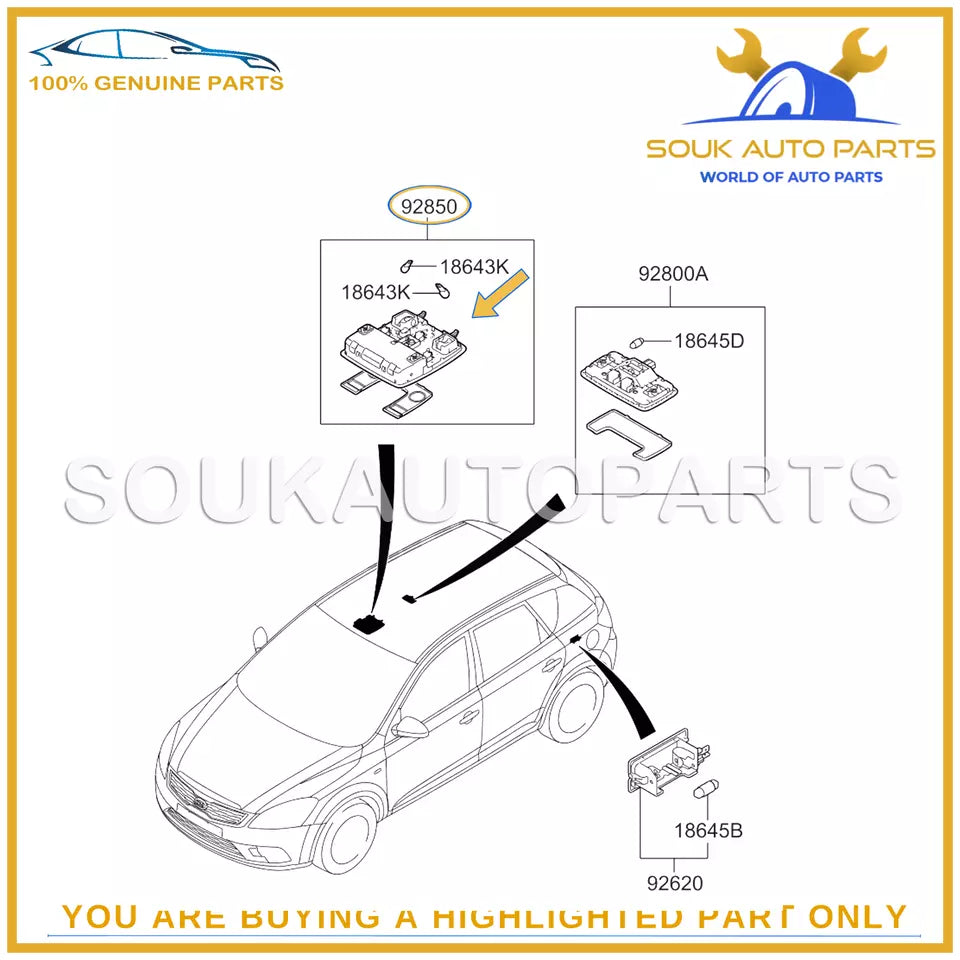 928701H000ED Genuine Hyundai Kia LAMP ASSY-MAP CEED