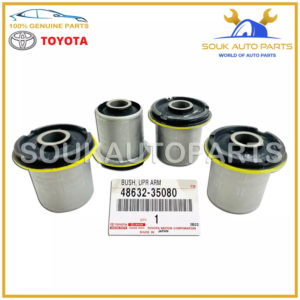 48632-35080 GENUINE TOYOTA BUSH, FR SUSPENSION UPPER ARM, RH/LH (4 Pcs Set)