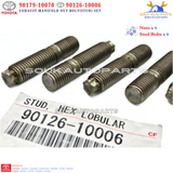 90179-10070 90126-10006 Genuine Toyota EXHAUST MANIFOLD NUT BOLT (STUD) 12Pcs SET