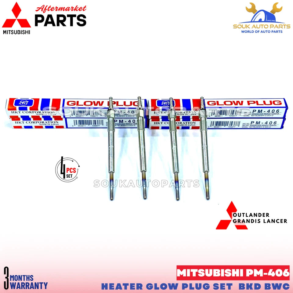 PM-406 HEATER GLOW PLUG BKD BWC SET OF 4 For 2.0DI-D Mitsubishi Grandis Lancer