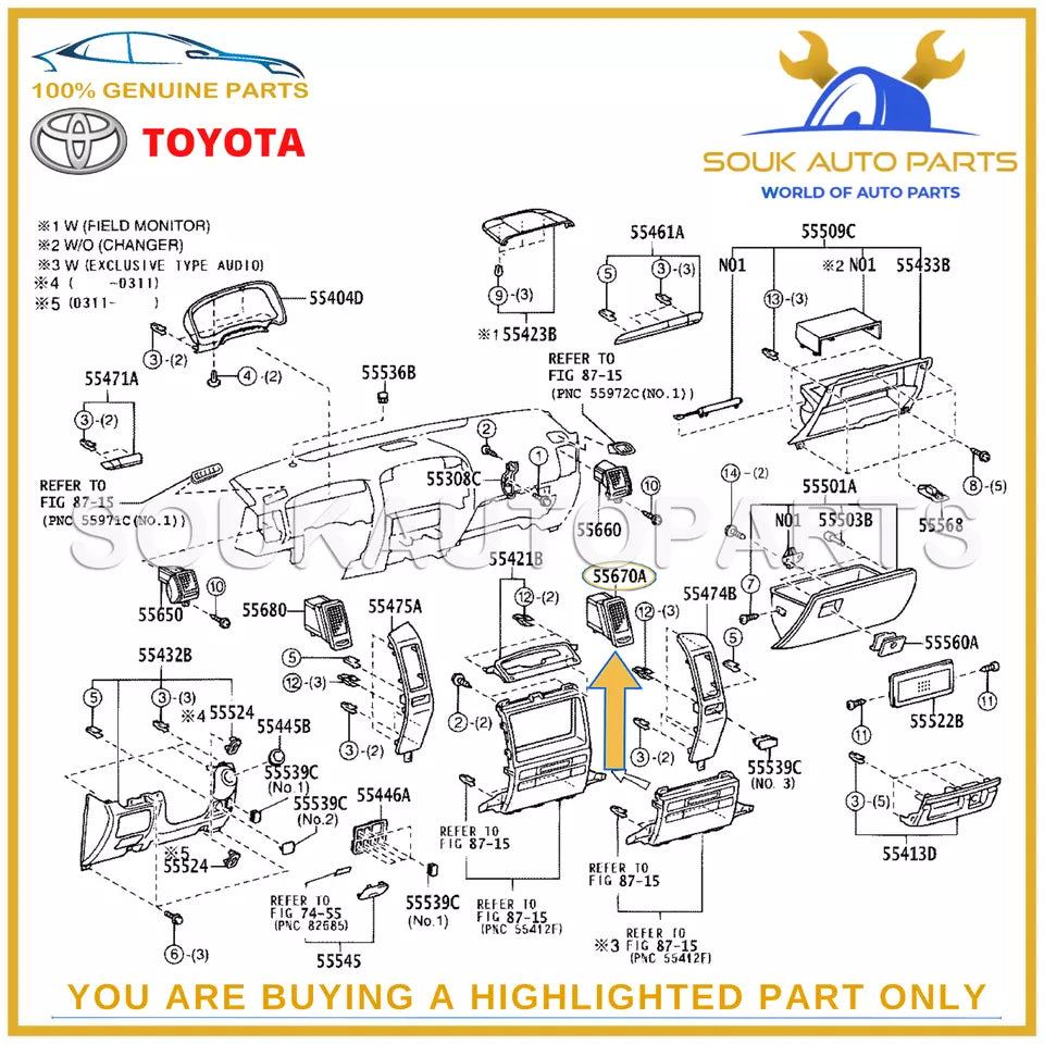 55670-60090 Genuine Toyota REGISTER ASSY, INSTRUMENT PANEL, CENTER 5567060090