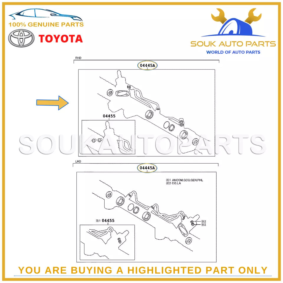 04445-0K131 Genuine Toyota GASKET KIT,POWER STEERING GEAR FOR RACK &amp; PINION OEM