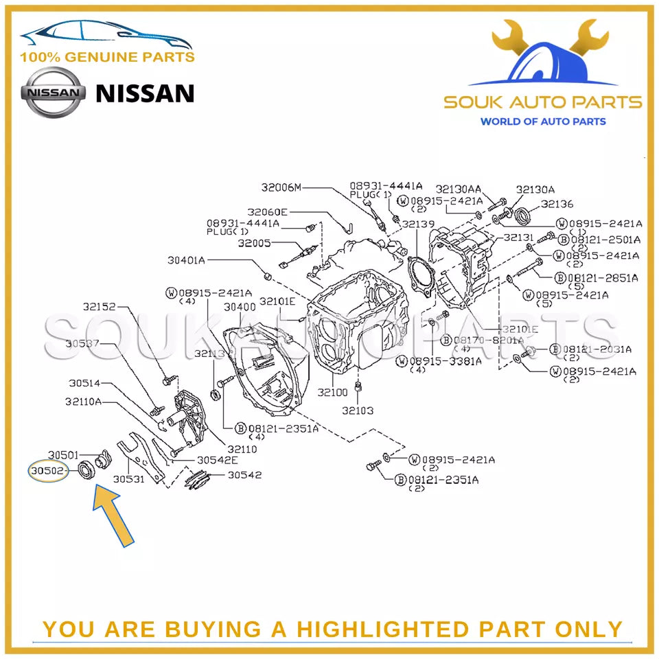 30502-69F1A Genuine Nissan BEARING-CLUTCH RELEASE 3050269F1A OEM