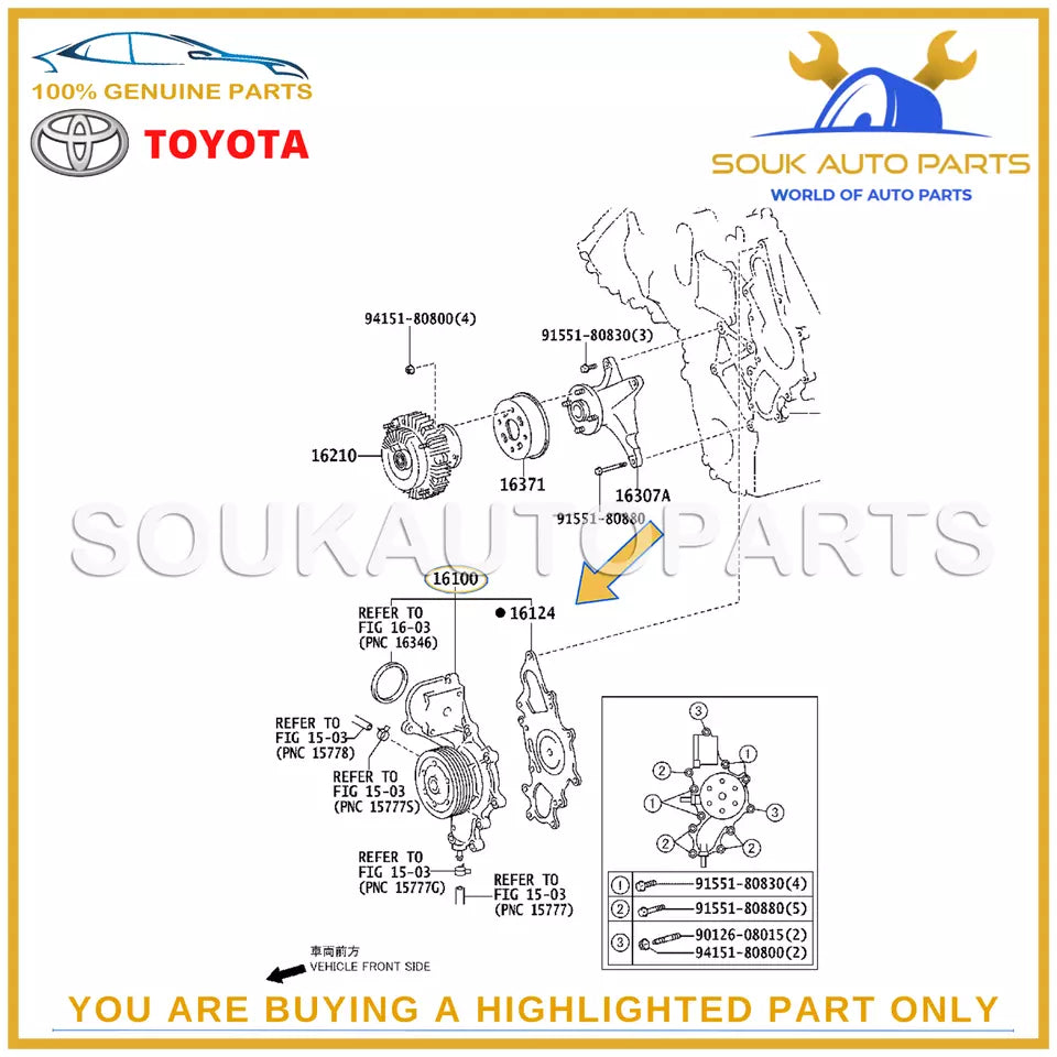 16100-59366 Genuine Toyota PUMP ASSY WATER 1610059366 OEM LAND CRUISER LX570