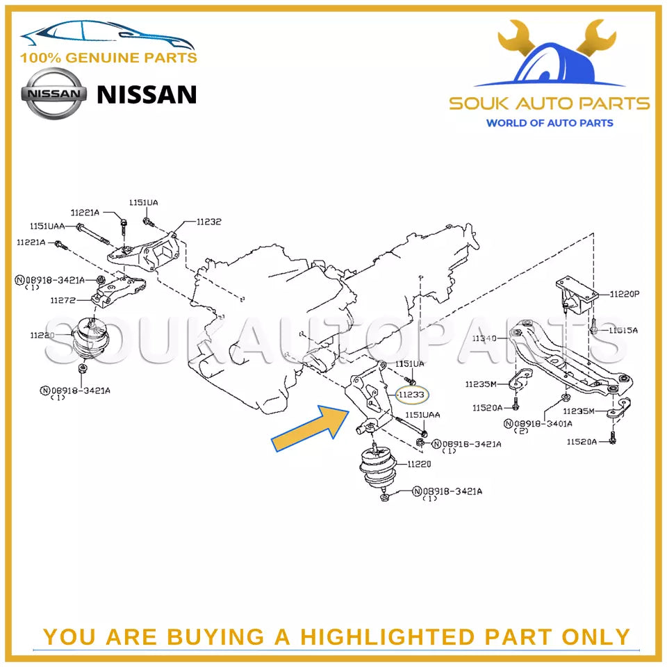 11233-JK50A Genuine Nissan ENGINE MOUNTING BRACKET, LH 11233JK50A OEM