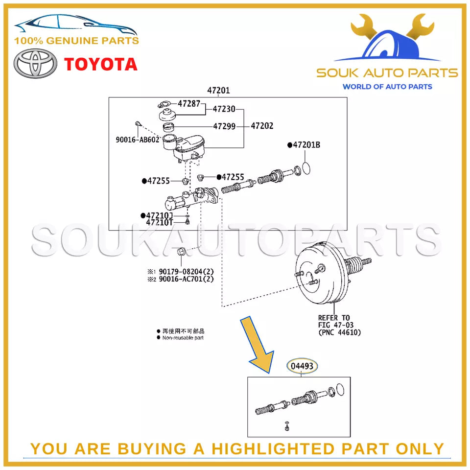 04493-0K010 Genuine Toyota CYLINDER KIT, BRAKE MASTER 044930K010 OEM