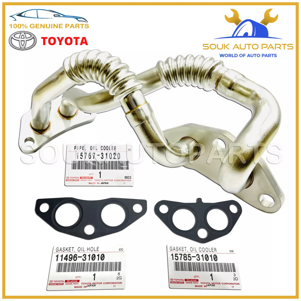 15767-31020 Genuine Toyota ENGINE OIL COOLER PIPE WITH GASKETS 1576731020 OEM