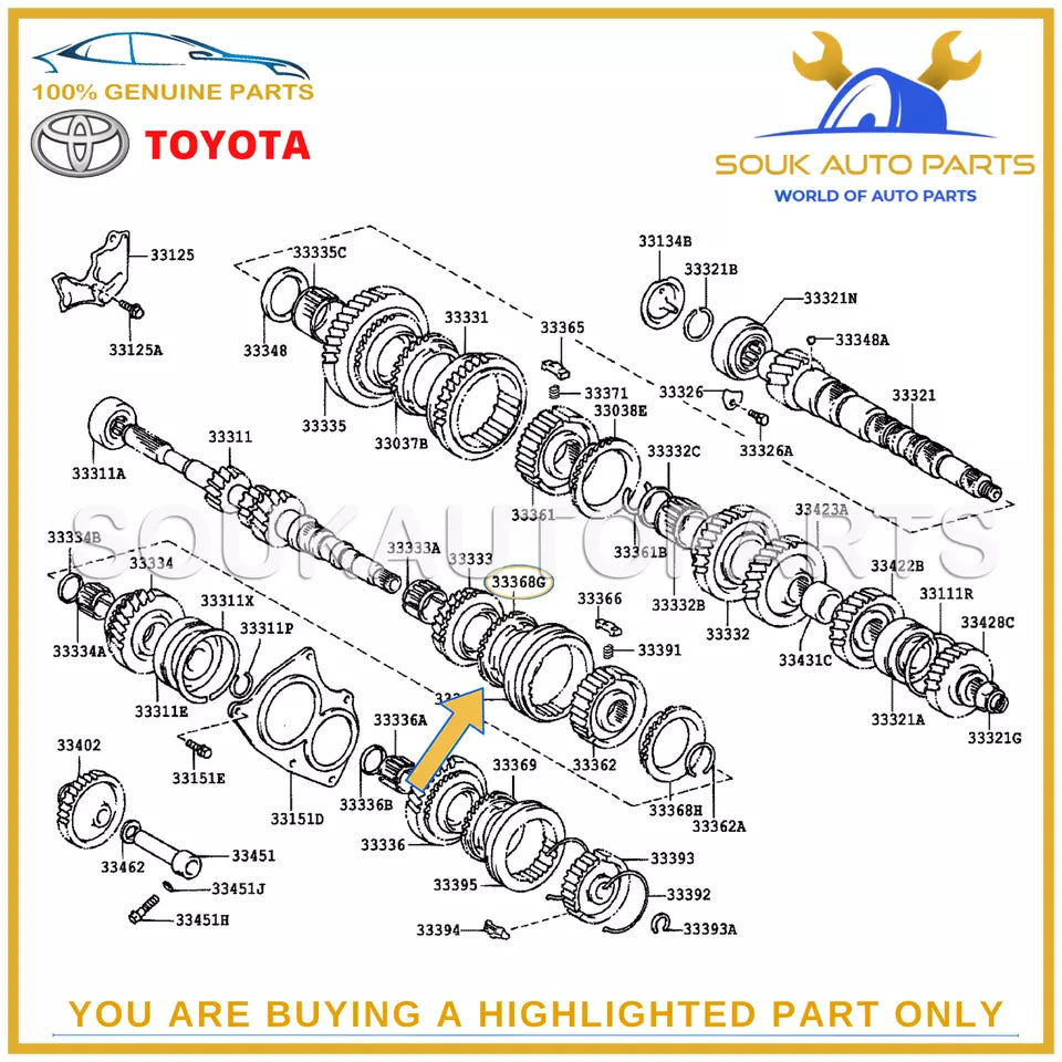 33368-20090 Genuine Toyota RING, SYNCHRONIZER (FOR 3RD GEAR) 3336820090 OEM
