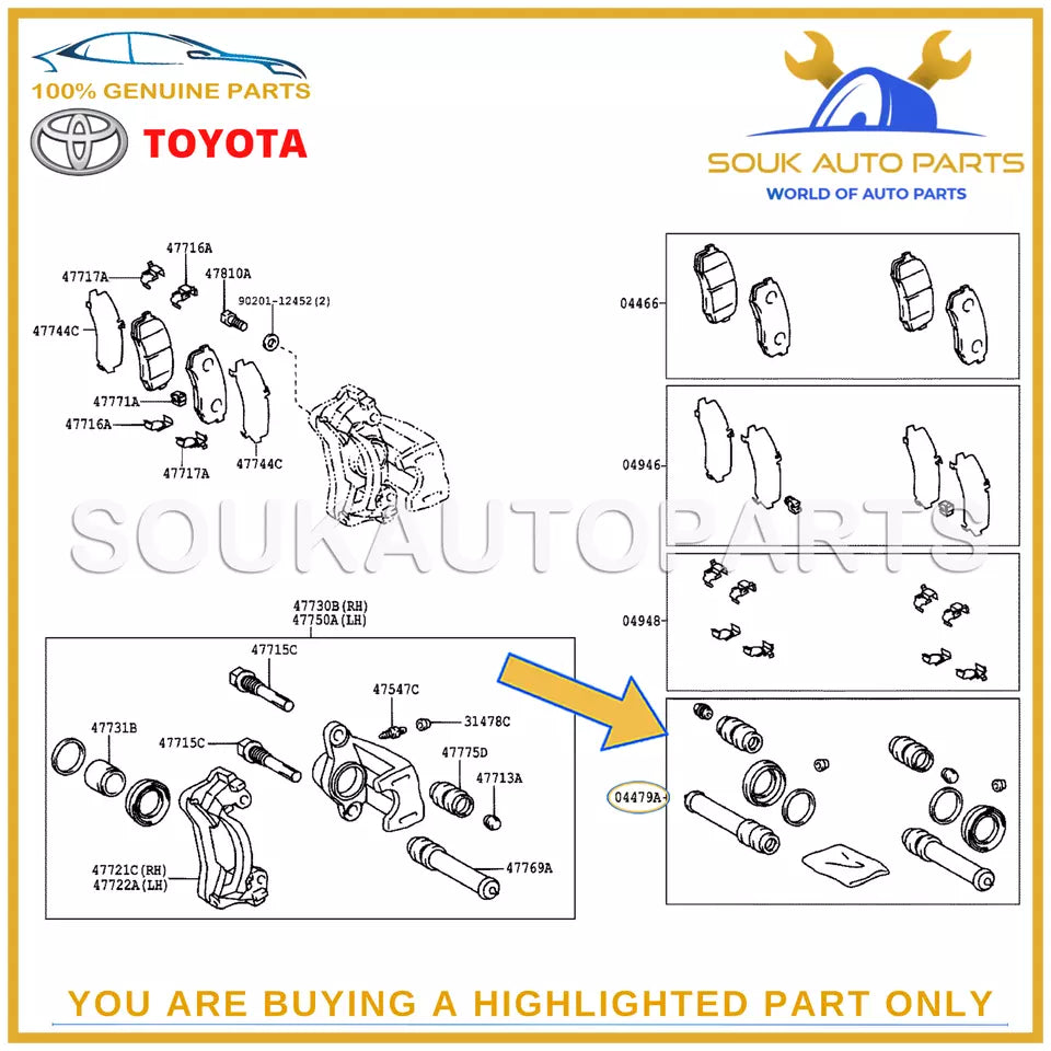 04479-35060 Genuine Toyota CYLINDER KIT, DISC BRAKE, REAR 0447935060 OEM