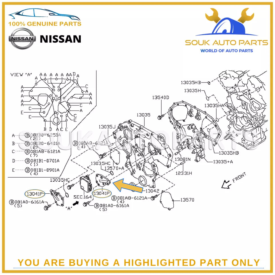 13041-8J10A Genuine Nissan COVER ASSY-VTC 130418J10A OEM