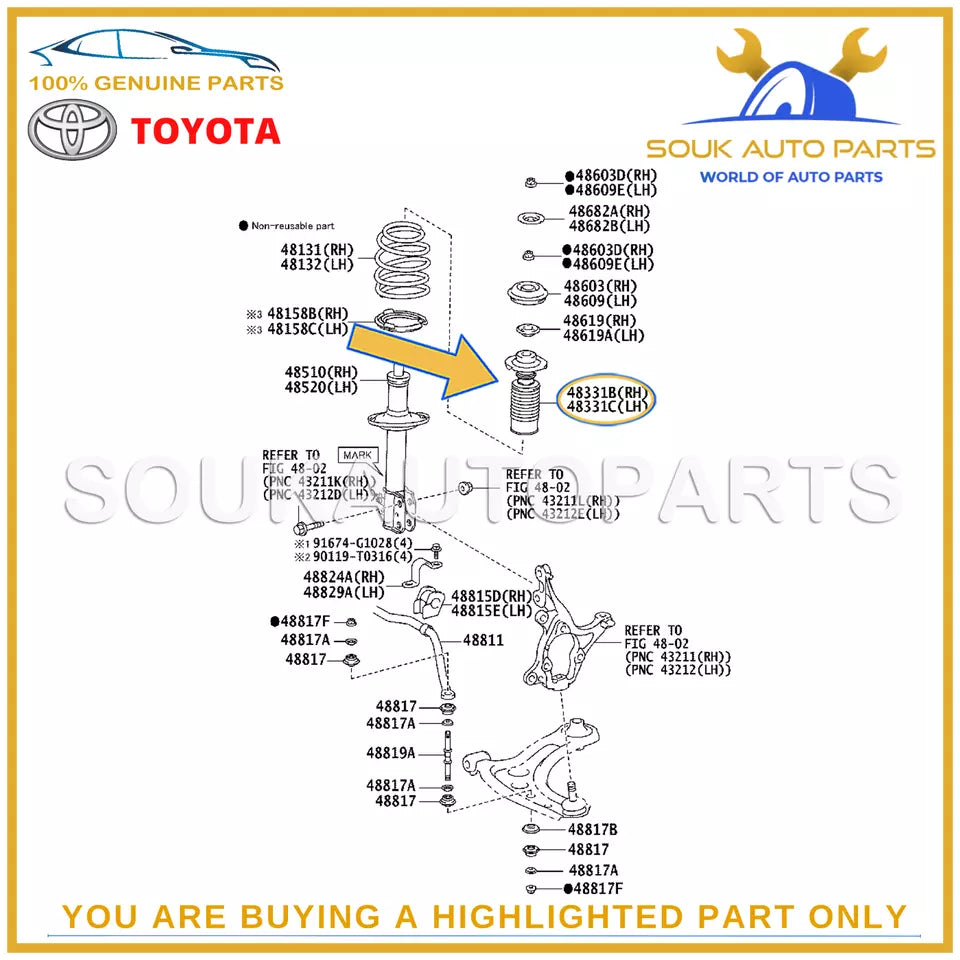 48304-0D150 Genuine Toyota BUMPER SUB-ASSY, FRONT SPRING, NO.1 483040D150 OEM