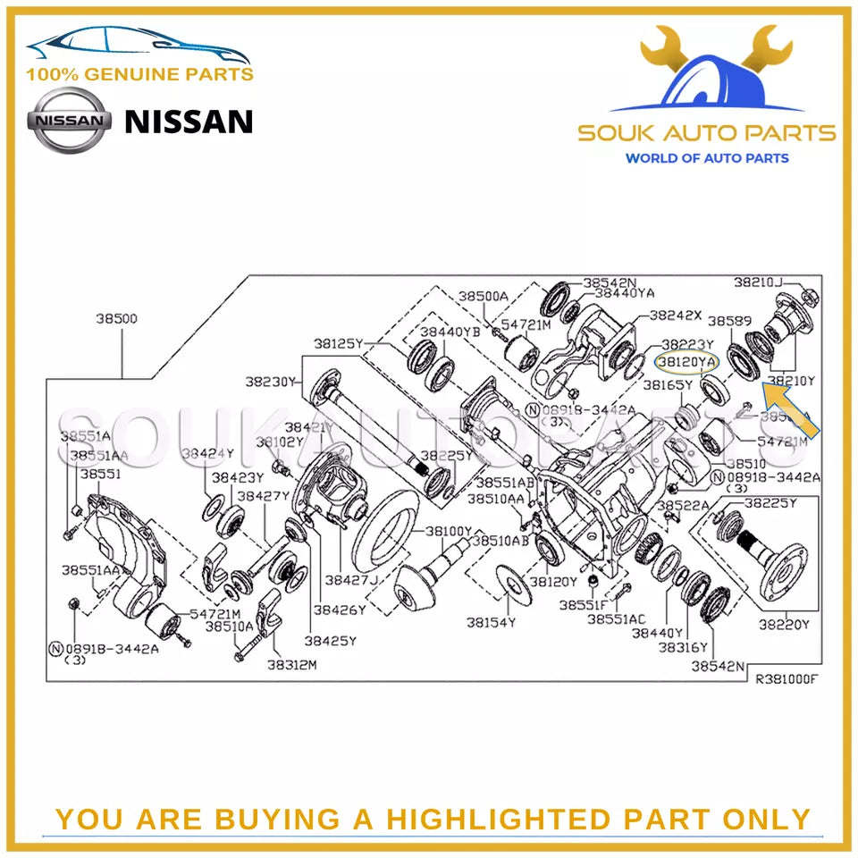 38189-8S110 Genuine Nissan SEAL-OIL,DRIVE PINION VK56DE 381898S110 INFINITI QX56