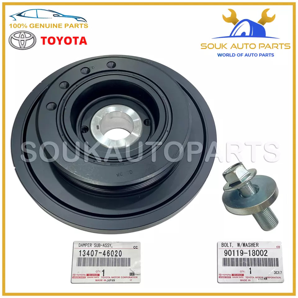 Genuine Toyota ENGINE HARMONIC BALANCER &amp; BOLT W/WASHER 1JZ 2JZ Supra JZA80