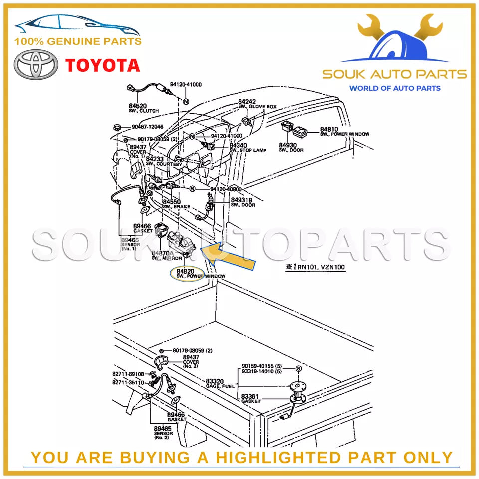 84820-16060 Genuine Toyota MASTER SWITCH ASSY, POWER WINDOW REGULATOR 8482016060