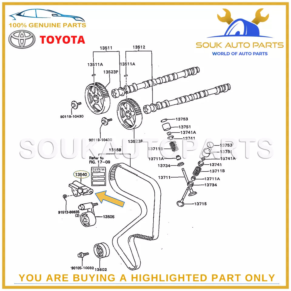 13540-88382 Genuine Toyota TIMING CHAIN TENSIONER ASSY 1354088382 OEM