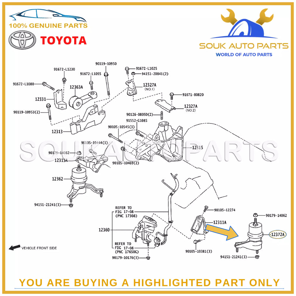 12372-31010 Genuine Toyota INSULATOR ENGINE MOUNTING LH 1237231010 OEM