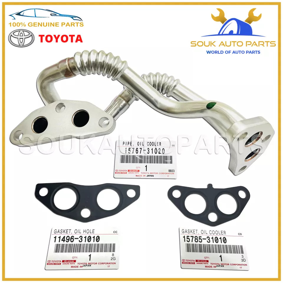 15767-31020 Genuine Toyota ENGINE OIL COOLER PIPE WITH GASKETS 1576731020 OEM