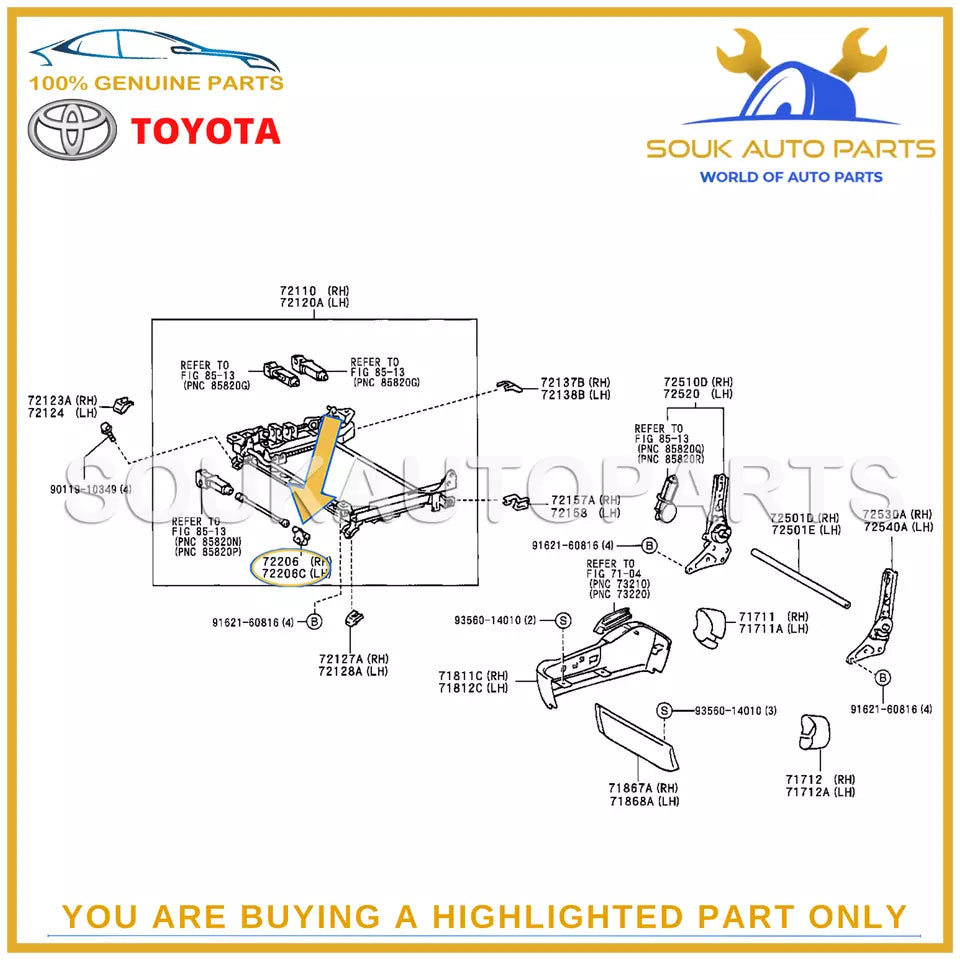 72206-30040 Genuine Toyota POWER SEAT HOUSING Toyota FZJ80 LEXUS LX450 GS300