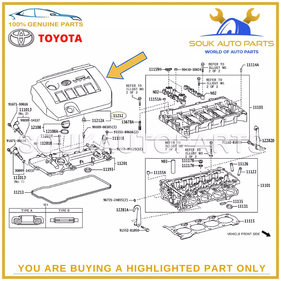 Genuine Toyota TOP COVER TUNING COIL VVTi COROLLA Altis Voxy 1.8 2.0Ltr OEM