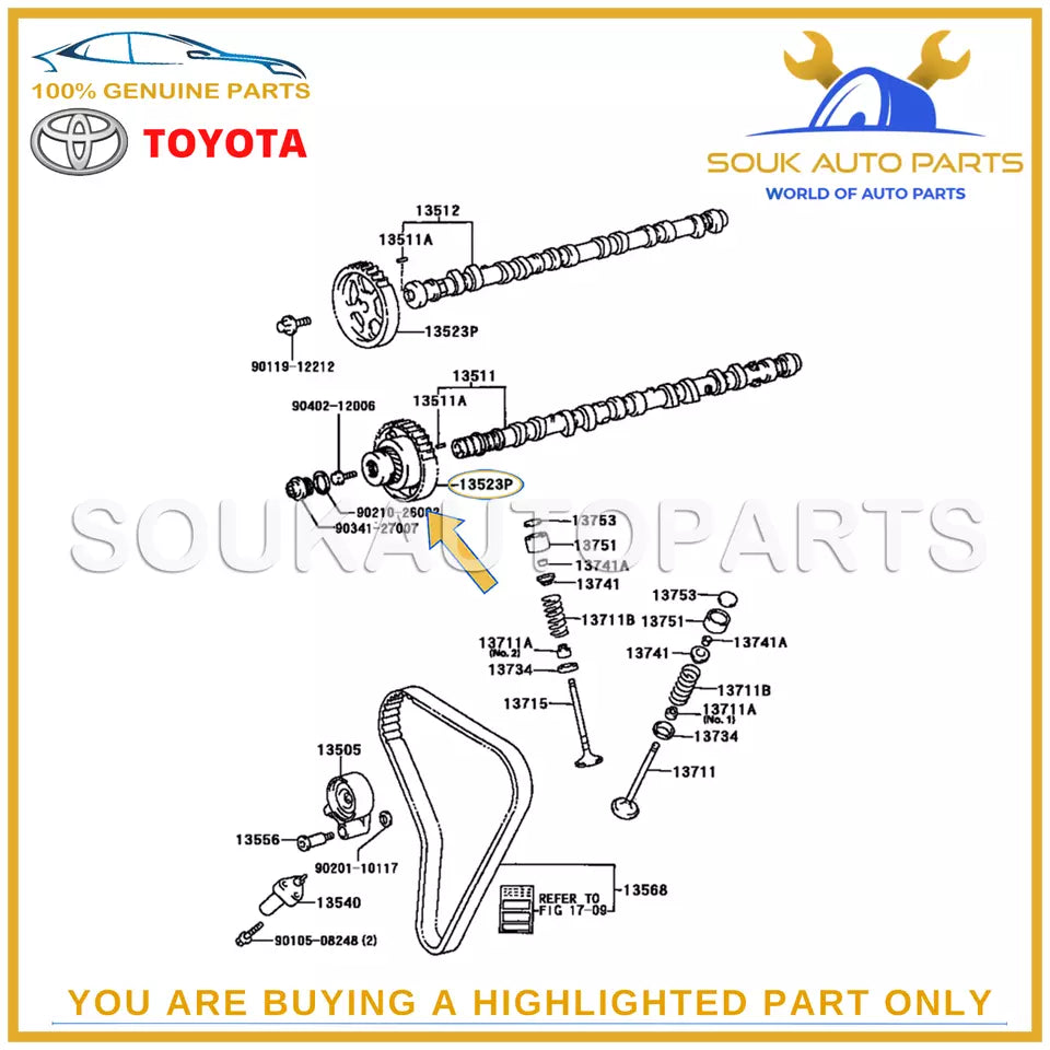 13050-46010 Genuine Toyota PULLEY, CAMSHAFT TIMING, LH CROWN Lexus IS300 GS400