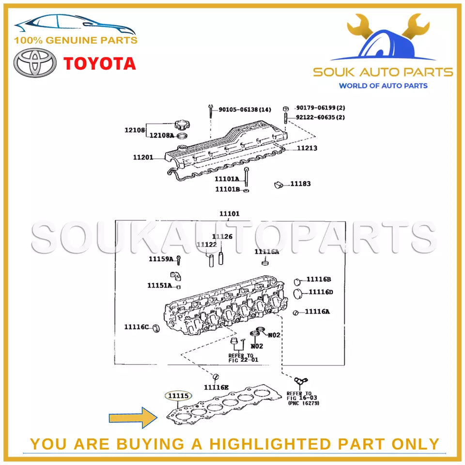 11115-17040-03 Genuine Toyota GASKET, CYLINDER HEAD 111151704003 OEM COASTER