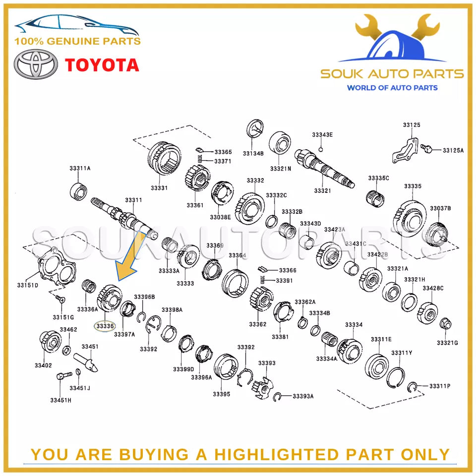 33336-42020 Genuine Toyota GEAR, 5TH 3333642020 OEM CAMRY COROLLA