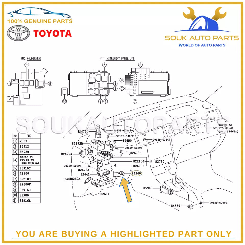 84340-47020 Genuine Toyota SWITCH ASSY, STOP LAMP 8434047020 OEM