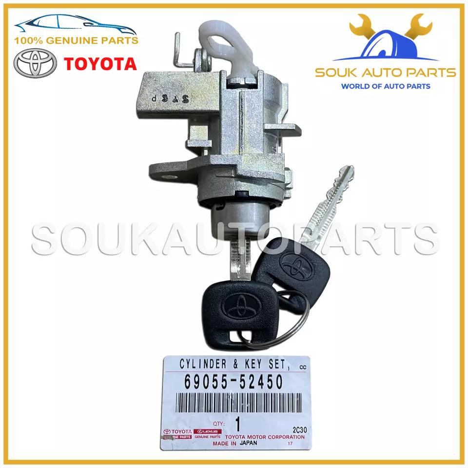 69055-52450 Genuine Toyota BACK DOOR LOCK CYLINDER &amp; KEY SET 6905552450 YARIS