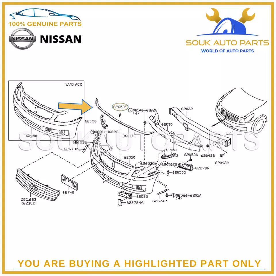 65820-JK01C Genuine Nissan FRONT BUMPER RUBBER SEAL STRIP 65820JK01C OEM