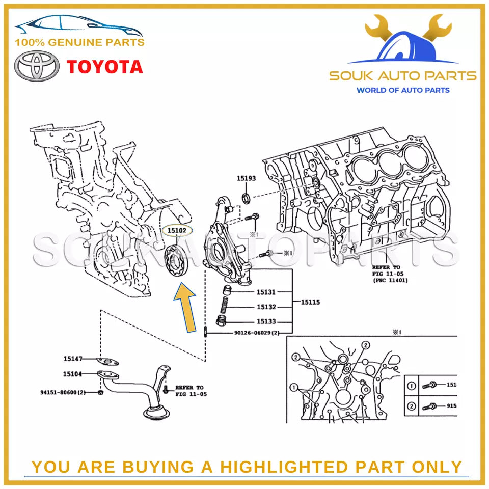 15103-31050 Genuine Toyota OIL PUMP ROTOR SET 1510331050 1GR 2GR