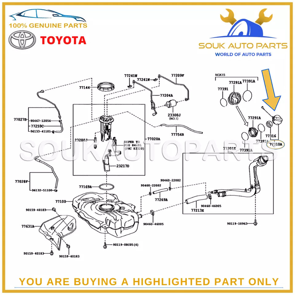 77300-52030 Genuine Toyota CAP ASSY, FUEL TANK 7730052030 OEM