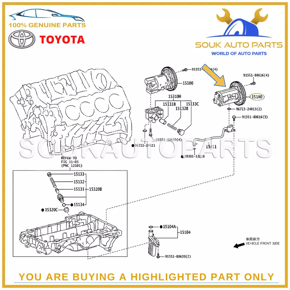 151A0-51020 Genuine Toyota PUMP ASSY, SCAVENGING 1VD-FTV LC Lexus LX570 LX450d