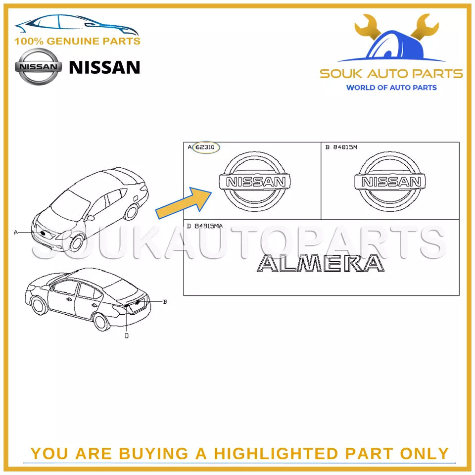 62889-1JB0A Genuine Nissan EMBLEM FRONT 628891JB0A OEM