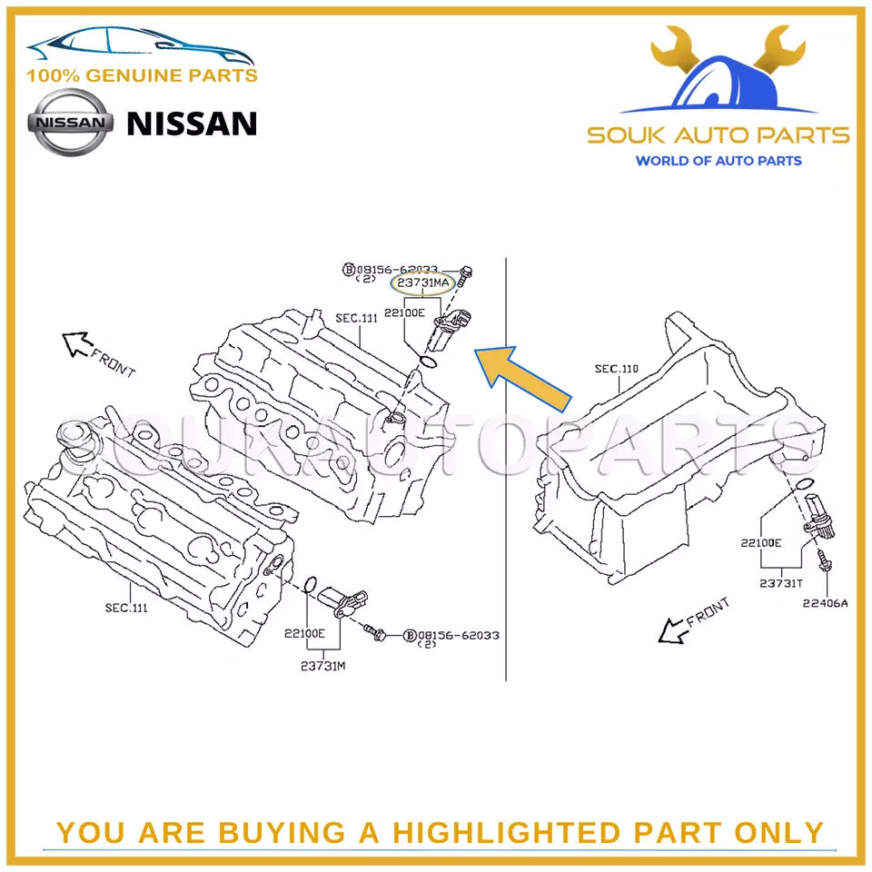 23731-6J90B/E Genuine Nissan CAM/CRANKSHAFT POSITION SENSOR 237316J90B/E OEM