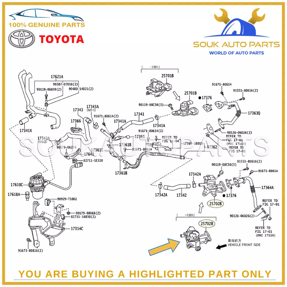 25702-38050 Genuine Toyota VALVE SET EMISSION CONTROL,NO.1 TUNDRA LC LEXUS 1UZFE