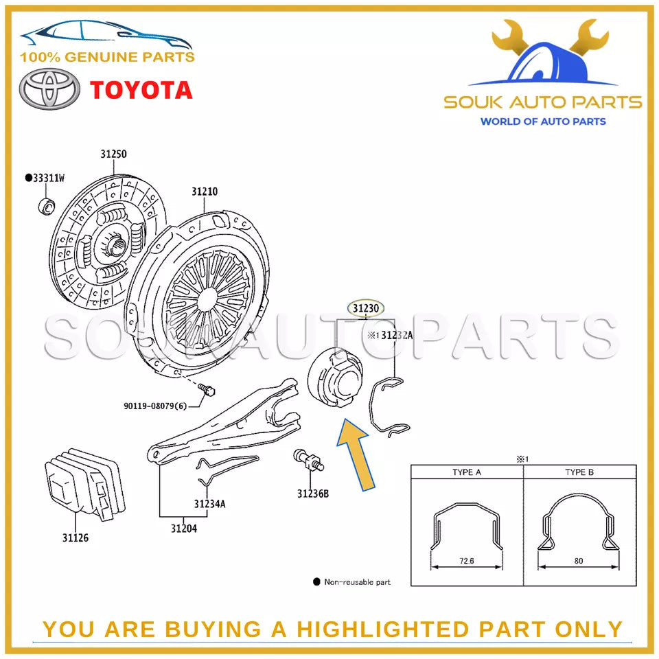 31230-35071 Genuine Toyota BEARING ASSY, CLUTCH RELEASE 3123035071 OEM