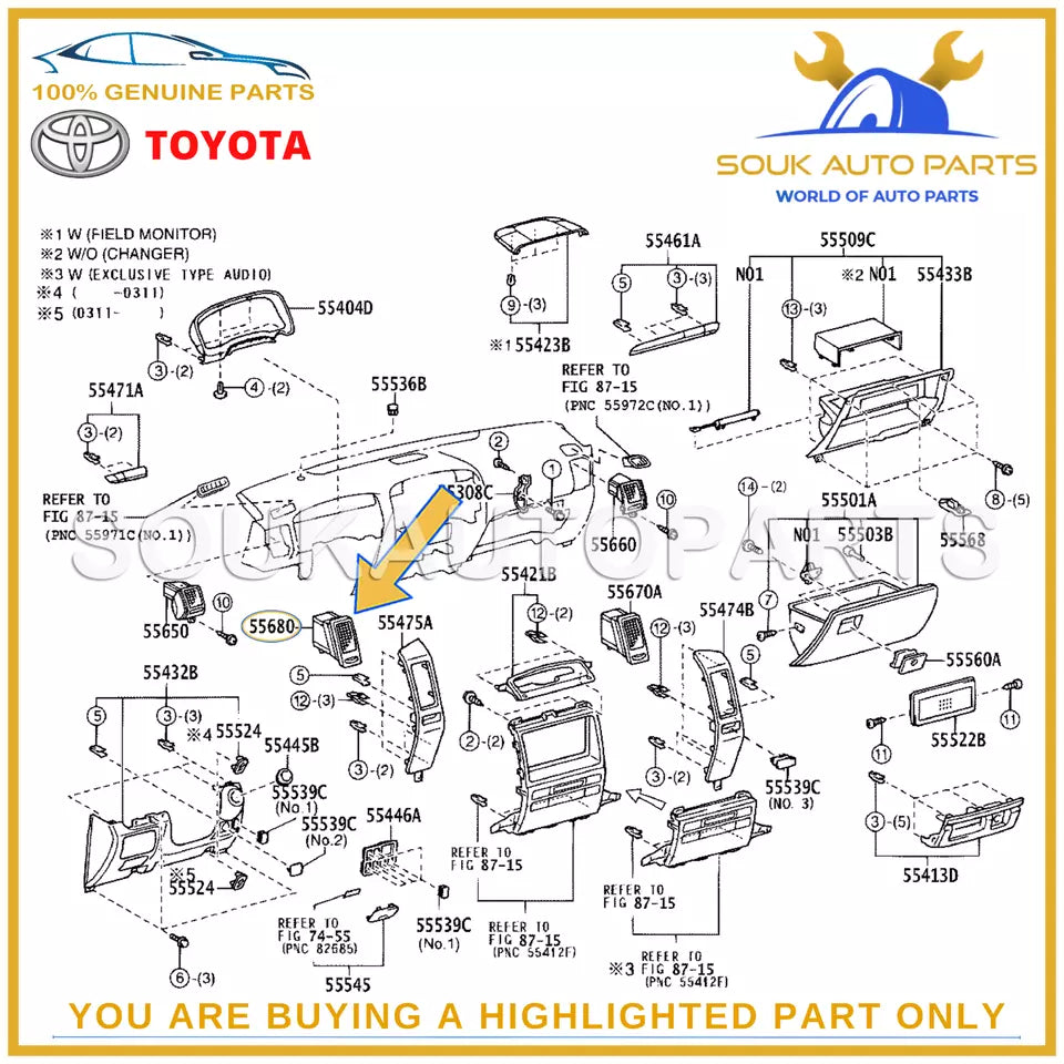 55680-60040 Genuine Toyota REGISTER ASSY, INSTRUMENT PANEL,LOWER NO.1 5568060040