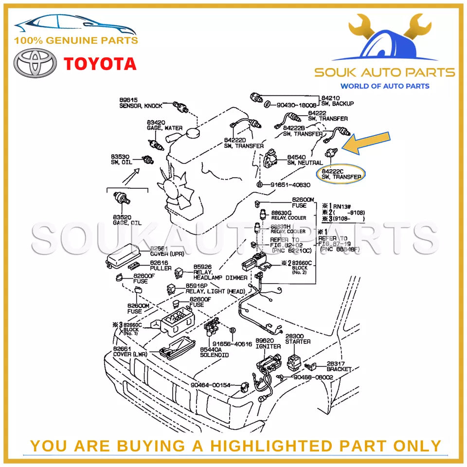 84222-35070 Genuine Toyota SWITCH, TRANSFER INDICATOR, NO.3 8422235070 OEM