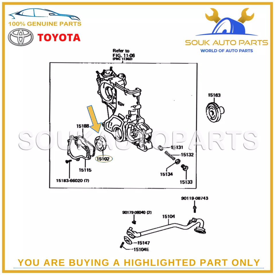 15102-66020 Genuine Toyota ROTOR SET, OIL PUMP 1510266020 OEM