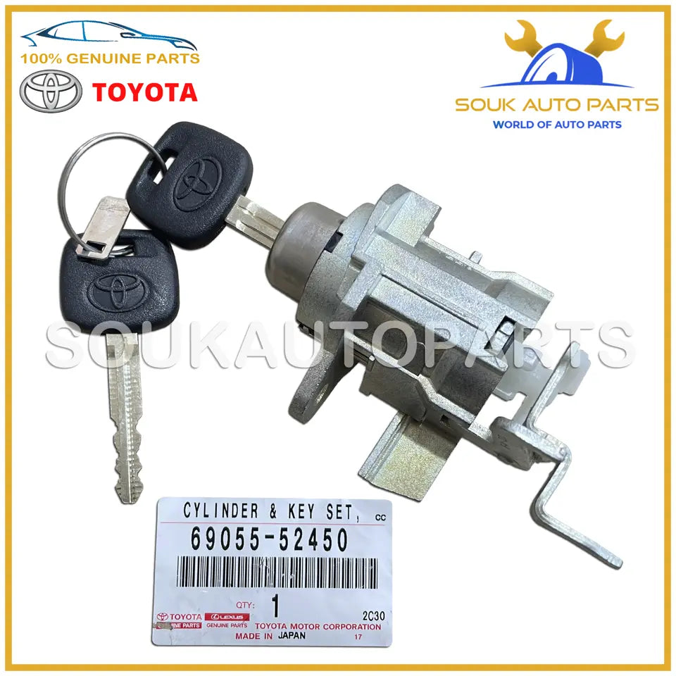 69055-52450 Genuine Toyota BACK DOOR LOCK CYLINDER &amp; KEY SET 6905552450 YARIS