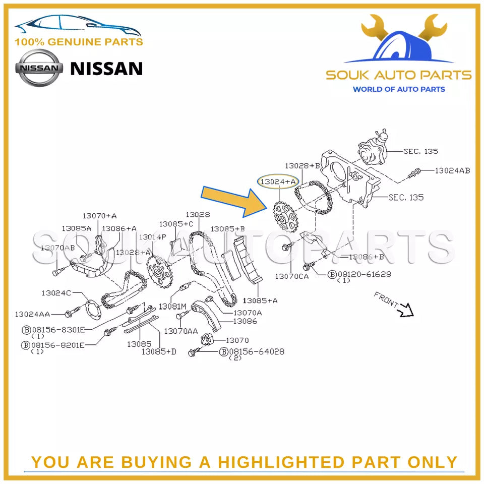 13024-AW400 Genuine Nissan CAMSHAFT SPROCKET X-TRAIL ALMERA 13024AW400