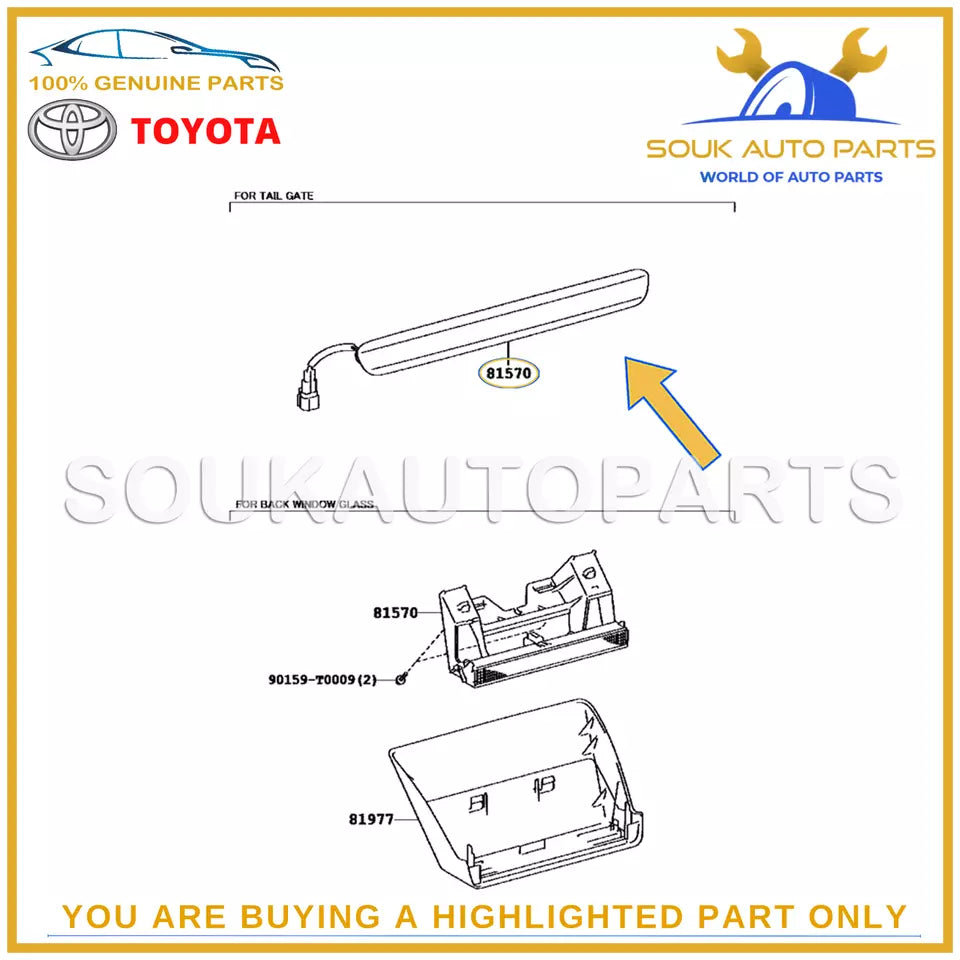 81570-0K100 Genuine Toyota LAMP ASSY STOP CENTER 815700K100 OEM