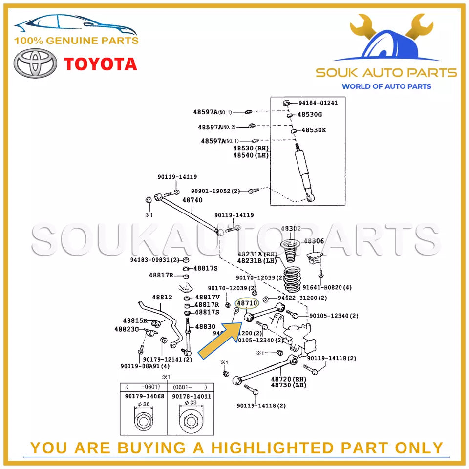 48710-35050 Genuine Toyota UPPER CONTROL ARM ASSY, RH/LH For 4Runner FJ Cruiser