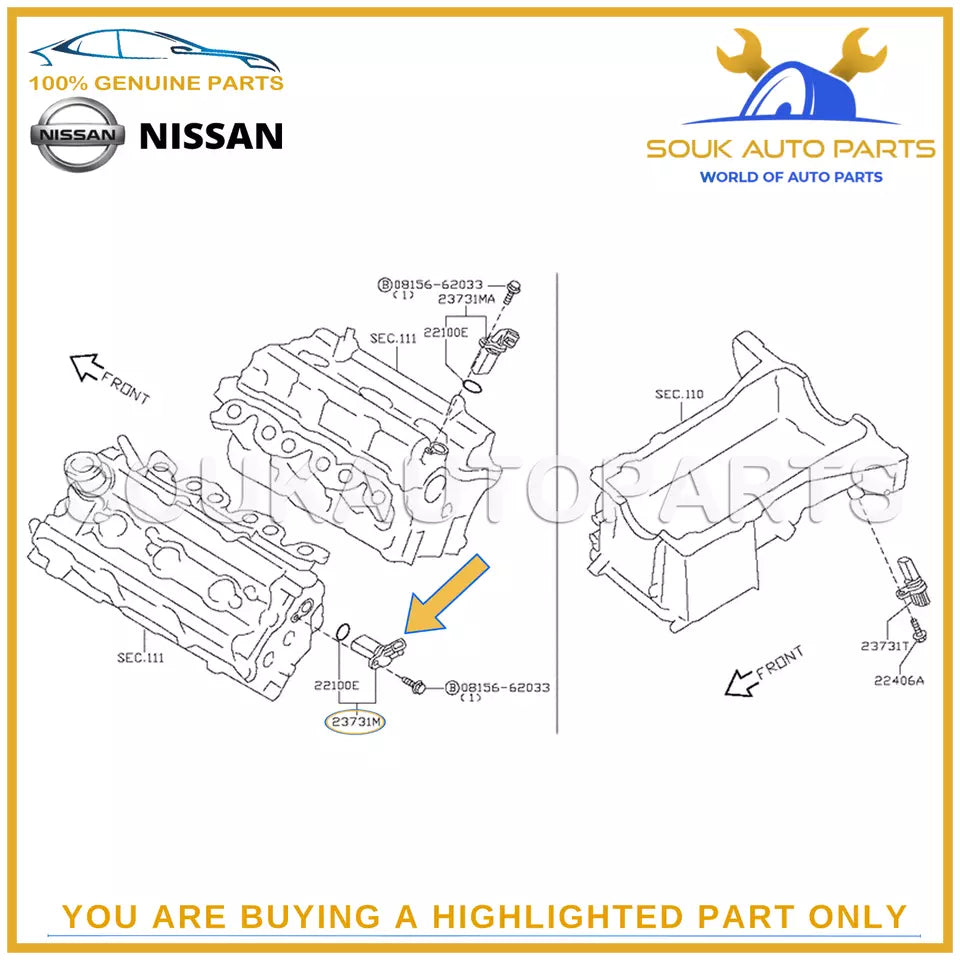 23731-AL61E Genuine Nissan CAMSHAFT POSITION SENSOR 23731AL61E OEM