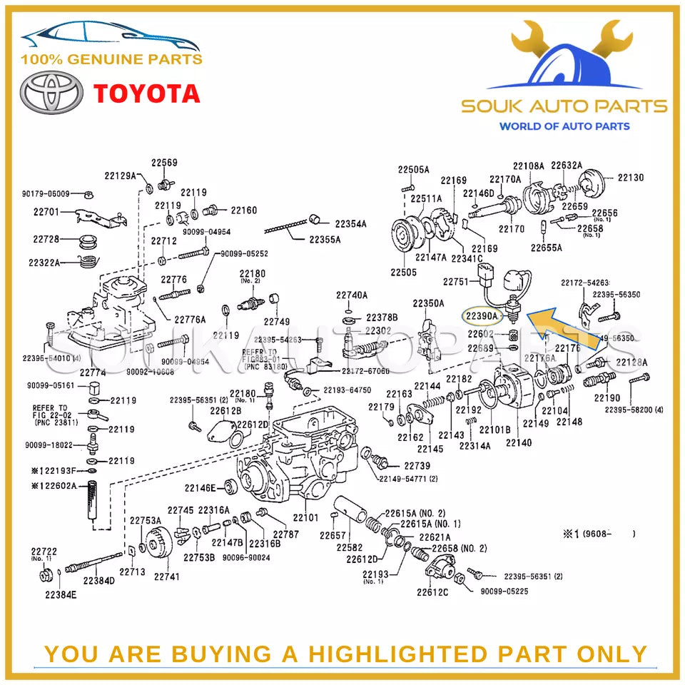22390-6A511 Genuine Toyota FUEL CUT SOLENOID ASSY 223906A511 OEM