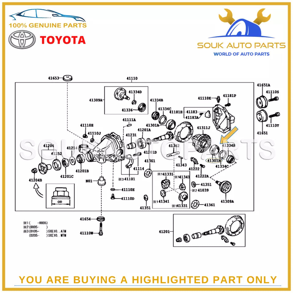 90366-50001 Genuine Toyota BEARING(FOR FRONT DIFFERENTIAL CASE) 9036650001 OEM